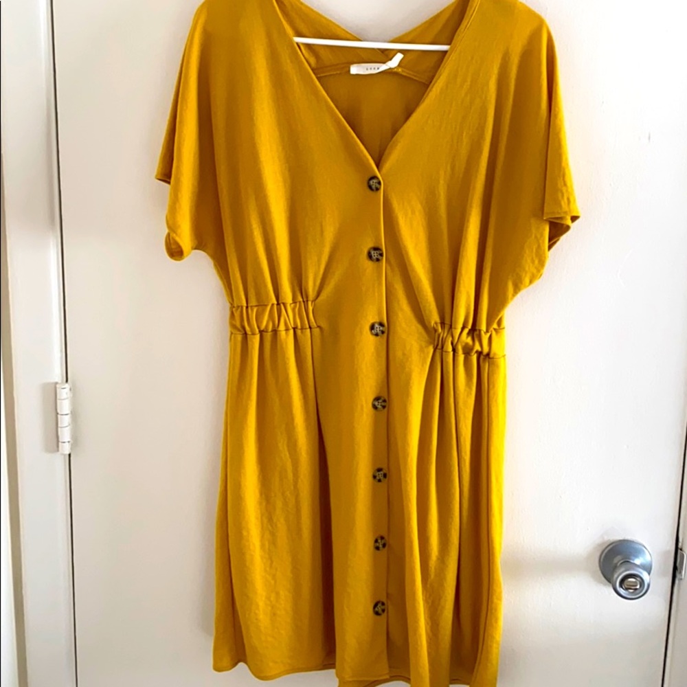 LUSH yellow button front dress
